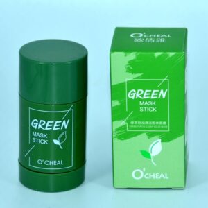 A green stick of Deep Cleaning Mud Mask Stick with a box next to it.