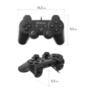 A picture of a Dualshock Pc Control Analog Usb GamePad controller with its measurements.