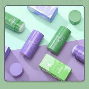 Green and purple Deep Cleaning Mud Mask Sticks displayed against a matching background.