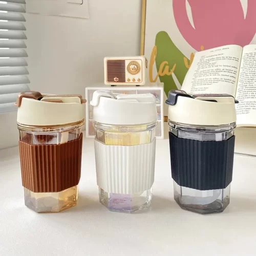 Anti Scale Silicone Cover Coffee Cup With Straw