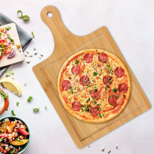 Square wooden pizza plate
